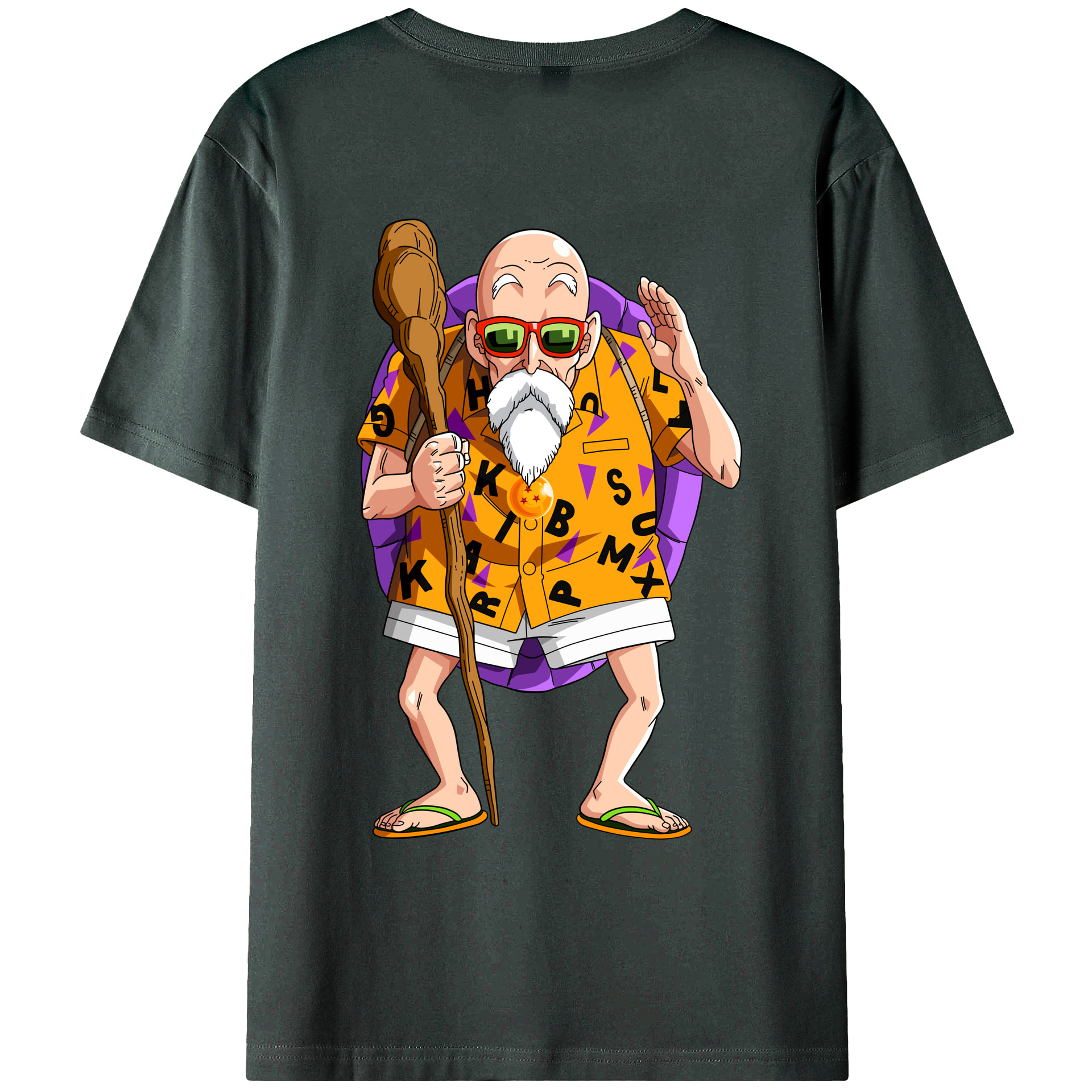 （画像用） ドラゴンボール 亀仙人（かめせんにん） DRAGON BALL Master Roshi Kame Sennin 綿100％ メンズ半袖Tシャツ（バックプリント） 通気性